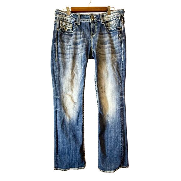 Vigoss The New York Boot Cut Mid Rise Jeans Size 11/12 Rhinestone Y2K - Picture 2 of 16